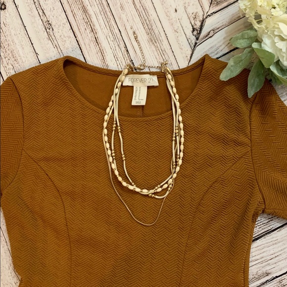 Forever 21 mustard skater dress - Picture 2 of 7